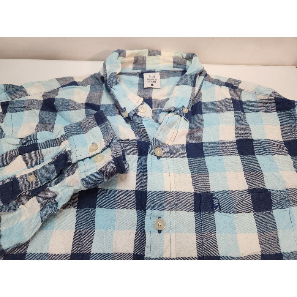Noble Mount Mens Plaid Flannel‎ Long Sleeve Button Up Shirt Size Large